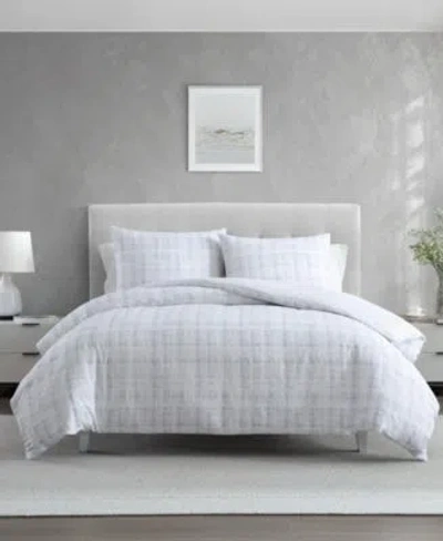 Vera Wang Blurred Plaid Cotton Comforter Sets In White