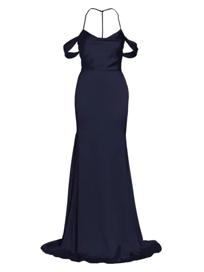 Vera Wang Bride Women's Muriel Satin Halterneck Gown In Blue