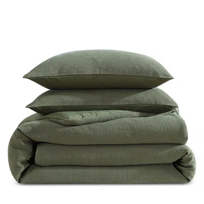 Vera Wang Carved Lines Matelasse Blend 3 Piece Duvet Cover Set, Queen In Green