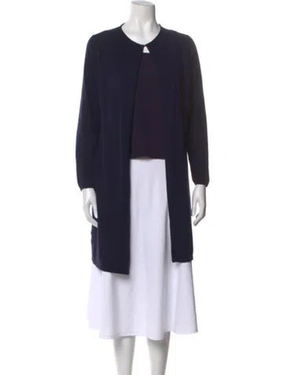 Pre-owned Vera Wang Cashmere Crew Neck Sweater In Blue