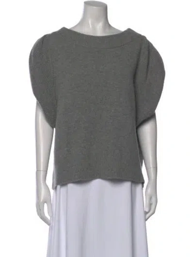 Pre-owned Vera Wang Cashmere Crew Neck Sweater In Gray