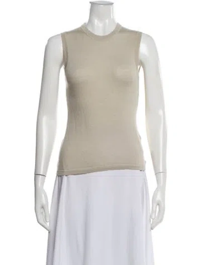 Pre-owned Vera Wang Cashmere Crew Neck Sweater In Neutral
