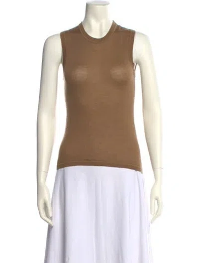 Pre-owned Vera Wang Cashmere Crew Neck Top In Neutral