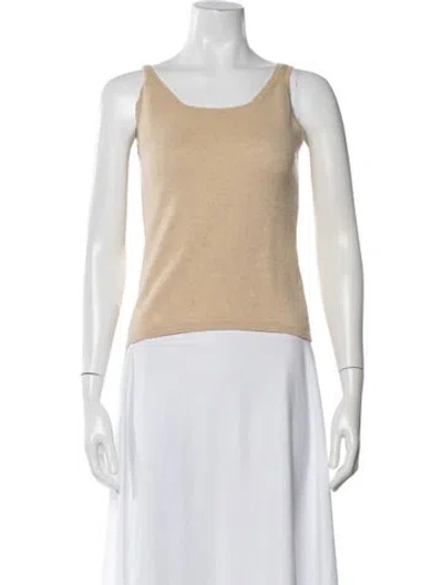 Pre-owned Vera Wang Cashmere Square Neckline Top In Neutral
