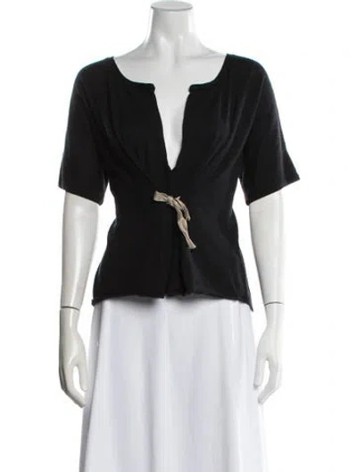 Pre-owned Vera Wang Cashmere V-neck Top In Black