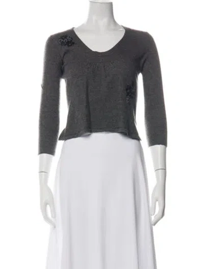 Pre-owned Vera Wang Cashmere V-neck Top In Gray