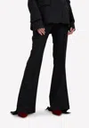Vera Wang Checked Pintuck Flared Trousers In Grey