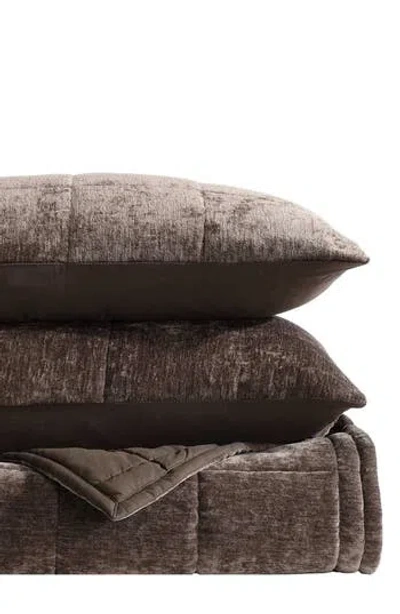 Vera Wang Chenille Box Quilt Set In Brown