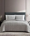 Vera Wang Chenille Box Solid Quilt Sets In Gray