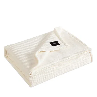 Vera Wang Chenille Jacquard Plush Blanket, Full/queen In White