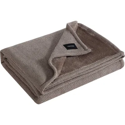 Vera Wang Chenille Jacquard Plush Throw Blanket In Brown