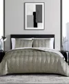 Vera Wang Closeout!  Linear Stitch Velvet 3-pc. Quilt Set, King In Gray