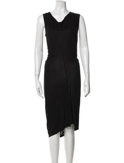 Pre-owned Vera Wang Cowl Neck Knee-length Dress In Black