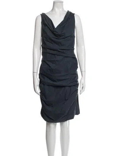 Pre-owned Vera Wang Cowl Neck Knee-length Dress In Blue