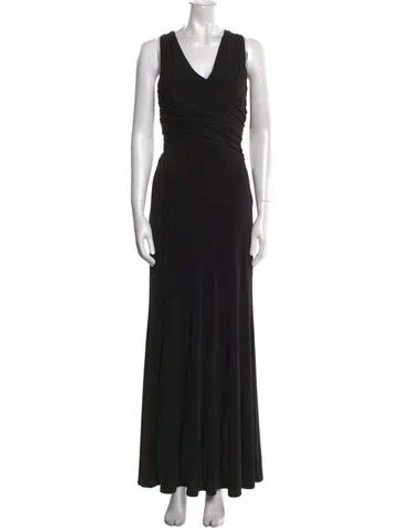 Pre-owned Vera Wang Cowl Neck Long Dress In Black