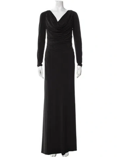 Pre-owned Vera Wang Cowl Neck Long Dress In Black