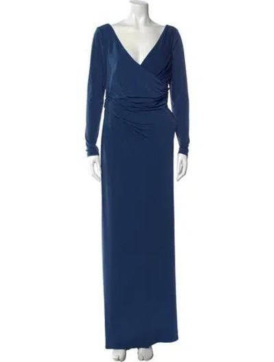 Pre-owned Vera Wang Cowl Neck Long Dress In Blue