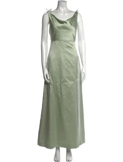 Pre-owned Vera Wang Cowl Neck Long Dress In Green