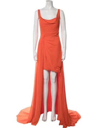Pre-owned Vera Wang Cowl Neck Long Dress In Orange
