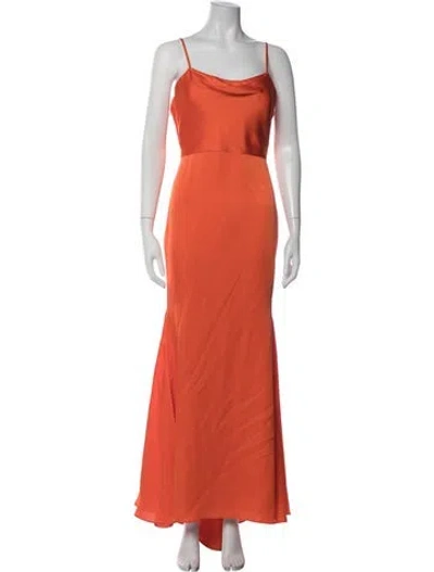 Pre-owned Vera Wang Cowl Neck Long Dress In Orange