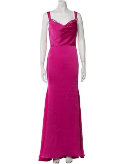 Pre-owned Vera Wang Cowl Neck Long Dress In Pink