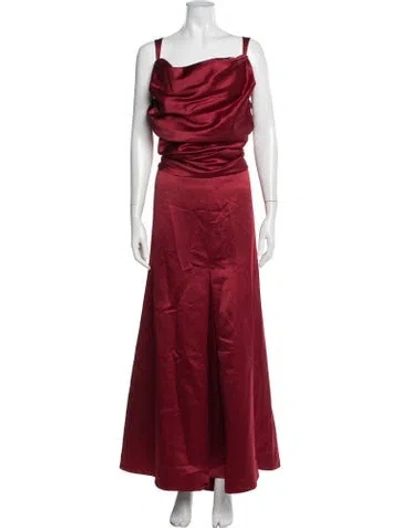 Pre-owned Vera Wang Cowl Neck Long Dress In Red