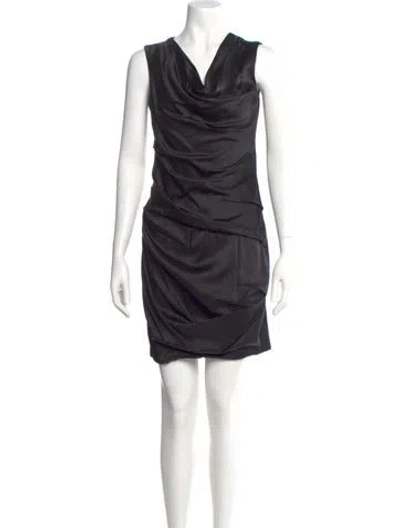 Pre-owned Vera Wang Cowl Neck Mini Dress In Black