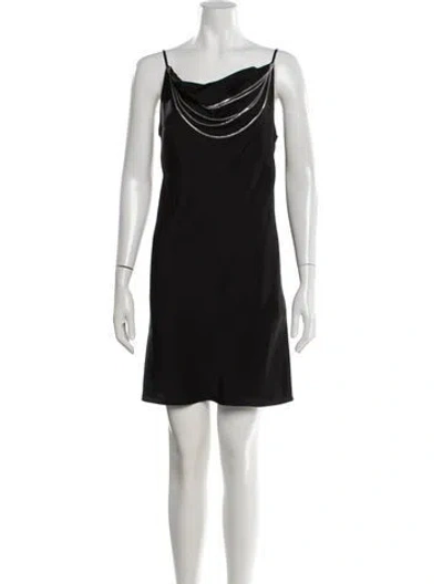 Pre-owned Vera Wang Cowl Neck Mini Dress In Black