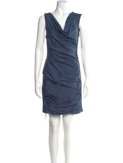 Pre-owned Vera Wang Cowl Neck Mini Dress In Blue