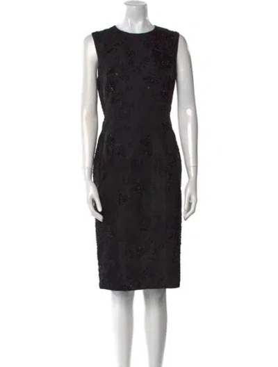 Pre-owned Vera Wang Crew Neck Knee-length Dress In Black