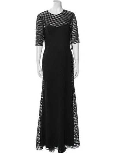 Pre-owned Vera Wang Crew Neck Long Dress In Black