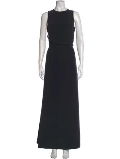 Pre-owned Vera Wang Crew Neck Long Dress In Black