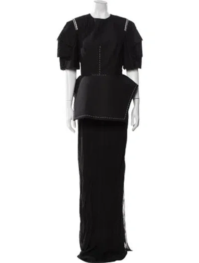 Pre-owned Vera Wang Crew Neck Long Dress In Black