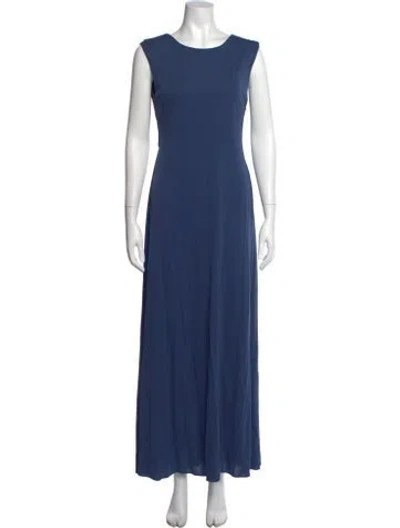 Pre-owned Vera Wang Crew Neck Long Dress In Blue