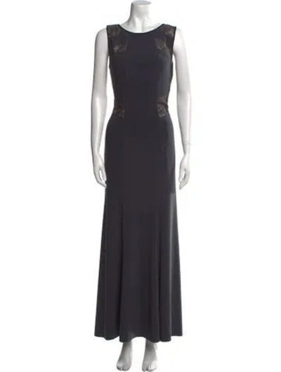 Pre-owned Vera Wang Crew Neck Long Dress In Gray