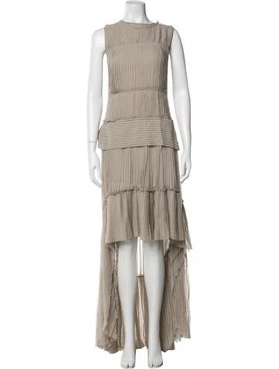 Pre-owned Vera Wang Crew Neck Long Dress In Grey