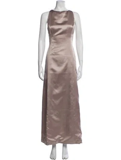 Pre-owned Vera Wang Crew Neck Long Dress In Neutral