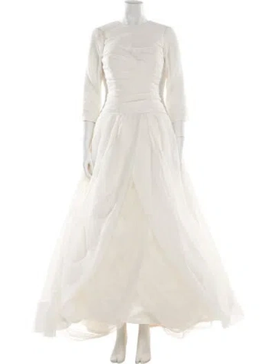 Pre-owned Vera Wang Crew Neck Long Dress In Neutral