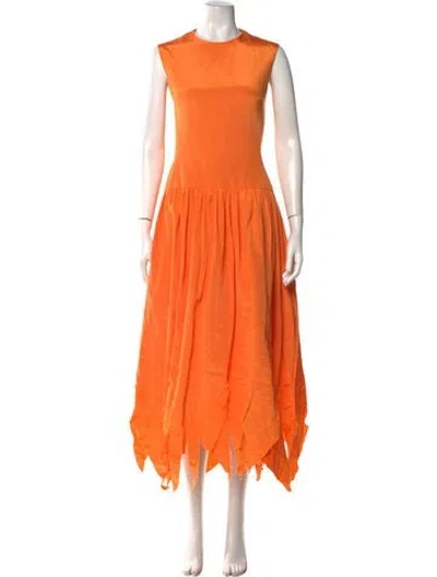 Pre-owned Vera Wang Crew Neck Long Dress In Orange