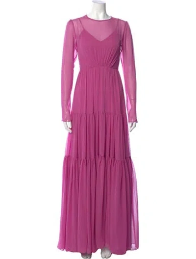 Pre-owned Vera Wang Crew Neck Long Dress In Pink
