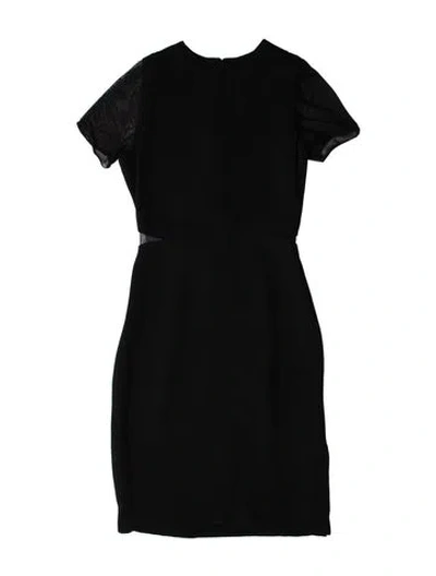 Pre-owned Vera Wang Crew Neck Midi Length Dress In Black