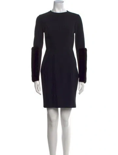 Pre-owned Vera Wang Crew Neck Mini Dress In Black