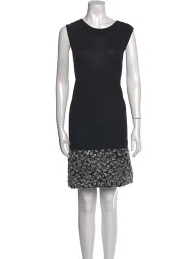 Pre-owned Vera Wang Crew Neck Mini Dress In Black