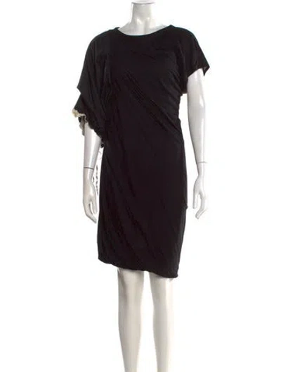 Pre-owned Vera Wang Crew Neck Mini Dress In Black