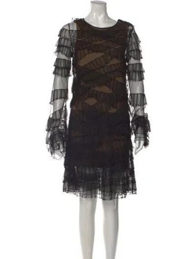 Pre-owned Vera Wang Crew Neck Mini Dress In Black