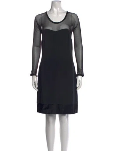 Pre-owned Vera Wang Crew Neck Mini Dress In Black