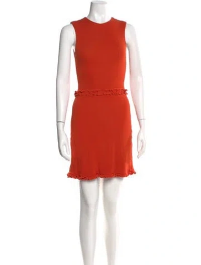 Pre-owned Vera Wang Crew Neck Mini Dress In Brown