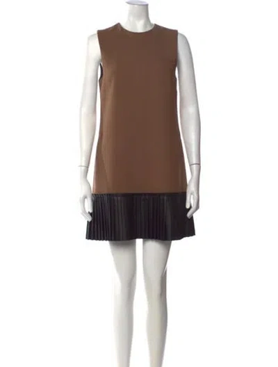 Pre-owned Vera Wang Crew Neck Mini Dress In Brown