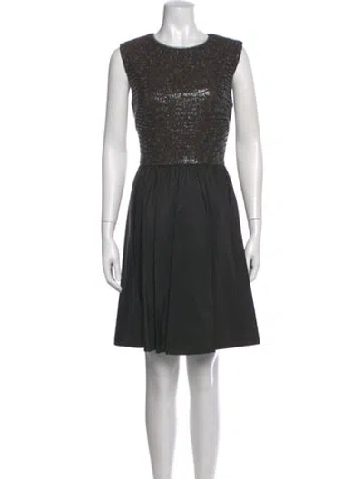 Pre-owned Vera Wang Crew Neck Mini Dress In Gray
