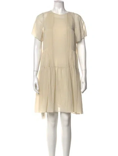 Pre-owned Vera Wang Crew Neck Mini Dress In Neutrals